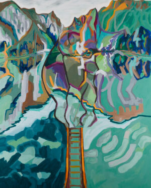 acrylic-gouache contemporary expression woman mountain