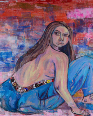 acrylic-gouache contemporary expression woman red